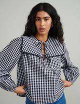 nobody's Child Black Gingham Collar Detail Bridy Blouse