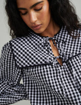 nobody's Child Black Gingham Collar Detail Bridy Blouse