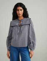 nobody's Child Black Gingham Collar Detail Bridy Blouse