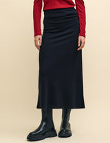 Nobody's Child Black Jersey Ruched Midi Skirt