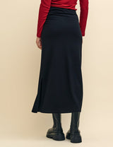 Nobody's Child Black Jersey Ruched Midi Skirt