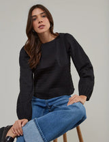 nobody's Child Black Seersucker Blouse