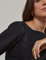 nobody's Child Black Seersucker Blouse