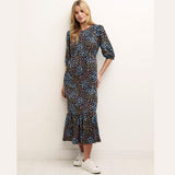 Nobody's Child Black Speckle Print Rachel Midi Dress