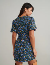 nobody's Child Blue and Yellow Ditsy Floral Benita Mini Dress