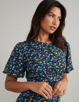 nobody's Child Blue and Yellow Ditsy Floral Benita Mini Dress