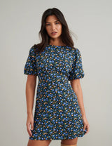 nobody's Child Blue and Yellow Ditsy Floral Benita Mini Dress