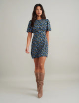 nobody's Child Blue and Yellow Ditsy Floral Benita Mini Dress