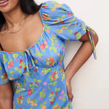 Nobody's Child Blue Fruit Print Pippa Midi Dress