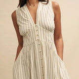 Nobody's Child Cream Stripe Sleeveless Starlight Midi Dress
