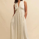 Nobody's Child Cream Stripe Sleeveless Starlight Midi Dress