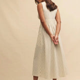 Nobody's Child Cream Stripe Sleeveless Starlight Midi Dress