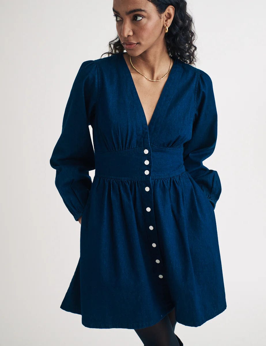 blue denim starlight mini dress Nobody's Child Starlight denim mini dress in blue