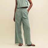 Nobody's Child Fearne Cotton Green Stripe Wide Leg Trousers