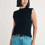 Nobody's Child Funnel Neck Rib Wool Blend Knitted Vest In Black