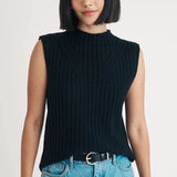 Nobody's Child Funnel Neck Rib Wool Blend Knitted Vest In Black
