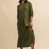 Nobody's Child Green Animal Print Rachel Midi Dress