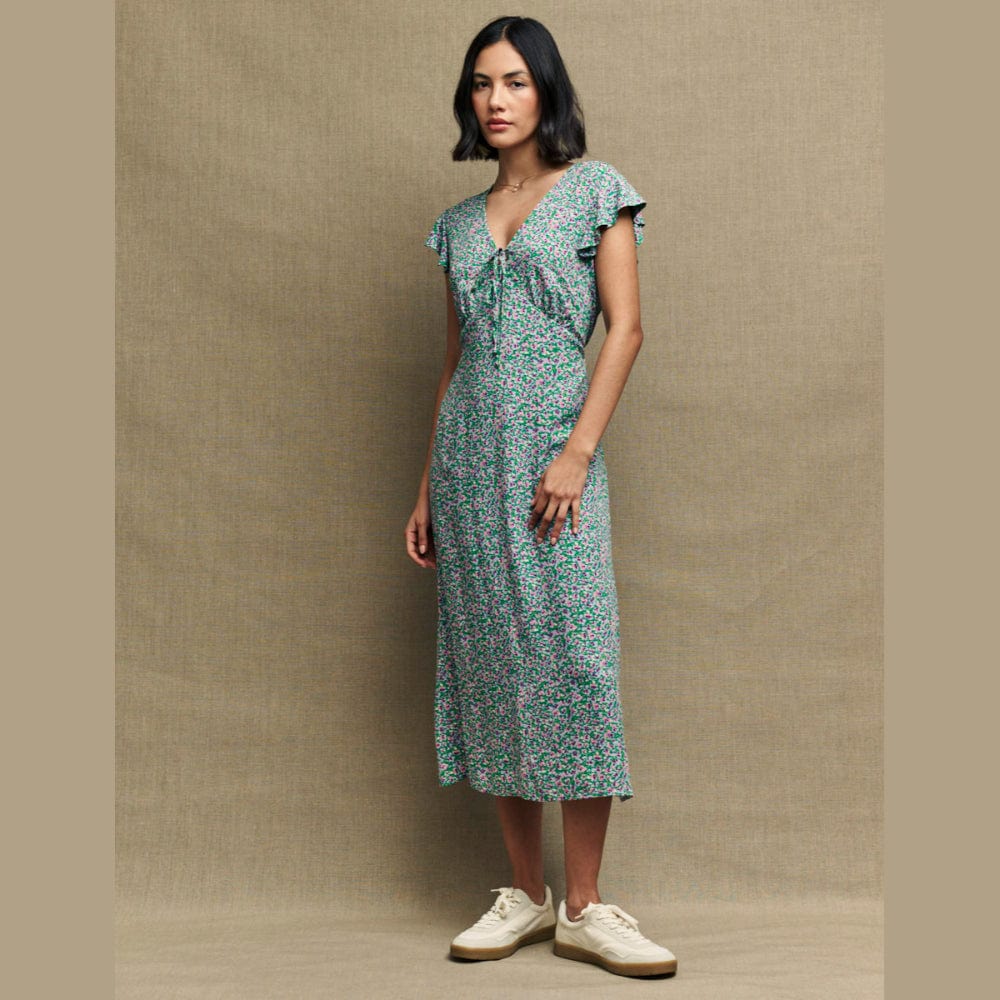 Nobody's Child Green Pansie Print Lily Midi Tea Dress Nobody's Child Green Pansie Print Lily Midi Tea Dress