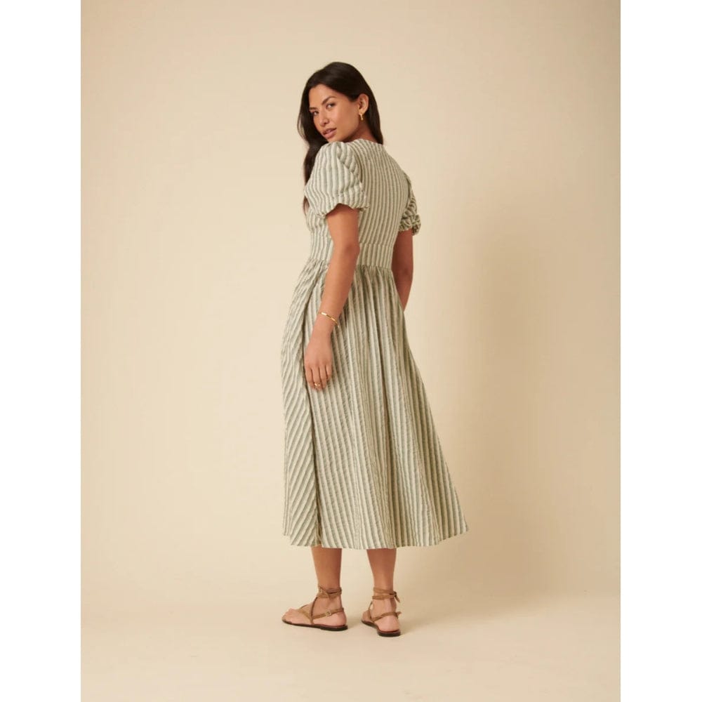 green pinstriped starlight midi dress NOBODY'S CHILD Green Pinstripe Sleeveless Starlight Midi Dress