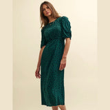 Nobody's Child Green Spot Print Evie Midi Dress