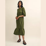 Nobody's Child Khaki Green Gingham Check Rachel Midi Dress