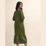 Nobody's Child Khaki Green Gingham Check Rachel Midi Dress