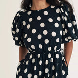 Nobody's Child Thora Spot Midi Dress In Black/Multi