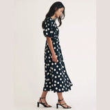Nobody's Child Thora Spot Midi Dress In Black/Multi
