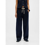 OBJECT Denim Loose-fit Jeans In Dar Blue Denim
