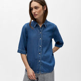 OBJECT Denim Shirt in Medium Blue Denim