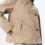 OBJECT Funnel Neck Short Jacket In Taupe