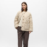 OBJECT Long-sleeve Quilted Jacket In White Hummus
