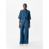 OBJECT Loose Trousers In Dark Blue Denim