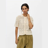 OBJECT OBJBINDI Pointelle Knit Cardigan In Birch