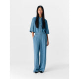 OBJECT OBJFRAME Loose Trousers In Light Blue Denim