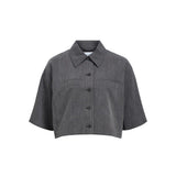OBJECT OBJIVALO Cropped Shirt In Dark Grey
