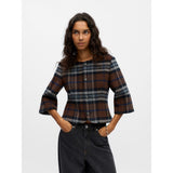 OBJECT OBJJULIA 3/4 Jacket In Tartan Print