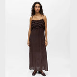 OBJECT OBJLYNE Ruffle Maxi Dress In Seal Brown