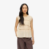 OBJECT OBJMABEL Ruffled Sleeveless Blouse In Macadamia