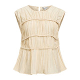 OBJECT OBJMABEL Ruffled Sleeveless Blouse In Macadamia