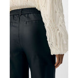 OBJECT OBJMELBA Coated Wide-leg Trousers In Black
