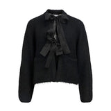 OBJECT OBJSAGGIA Bow-detailed Cardigan In Black
