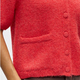 OBJECT OBJSAGGIA Cropped Knitted Cardigan In Poinsettia