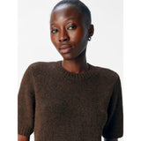 OBJECT OBJSAGGIA Short Sleeved Knitted Top In Seal Brown