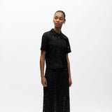 OBJECT Short-sleeve Polo-Shirt In Black Lace