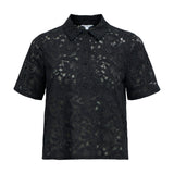 OBJECT Short-sleeve Polo-Shirt In Black Lace