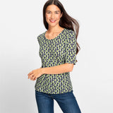 Olsen Crew neck top with dotted pattern in Edda fit