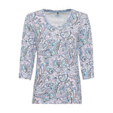 Olsen Edda Fit Paisley Print Top Blue