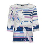 Olsen Edda Fit Strip \and Flower Print Top Purple