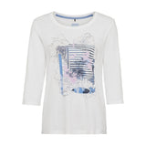 Olsen Edda Fit Topo With Placement Flower Print Off White
